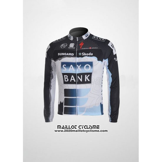 2010 Maillot Ciclismo Saxo Bank Noir et Blanc Manches Longues et Cuissard